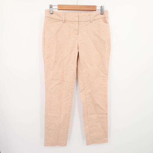 Kenar Pants Beige Cream Geometric Pattern Trousers Straight Leg Ankle Mid Rise 4 - Picture 1 of 10